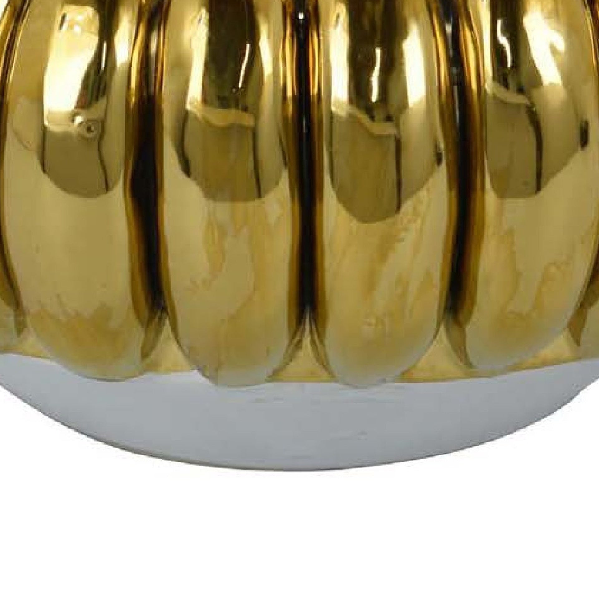 Milly Decorative Bowl, Raised Petal Rim, Gold Metallic Ceramic 13 Inch