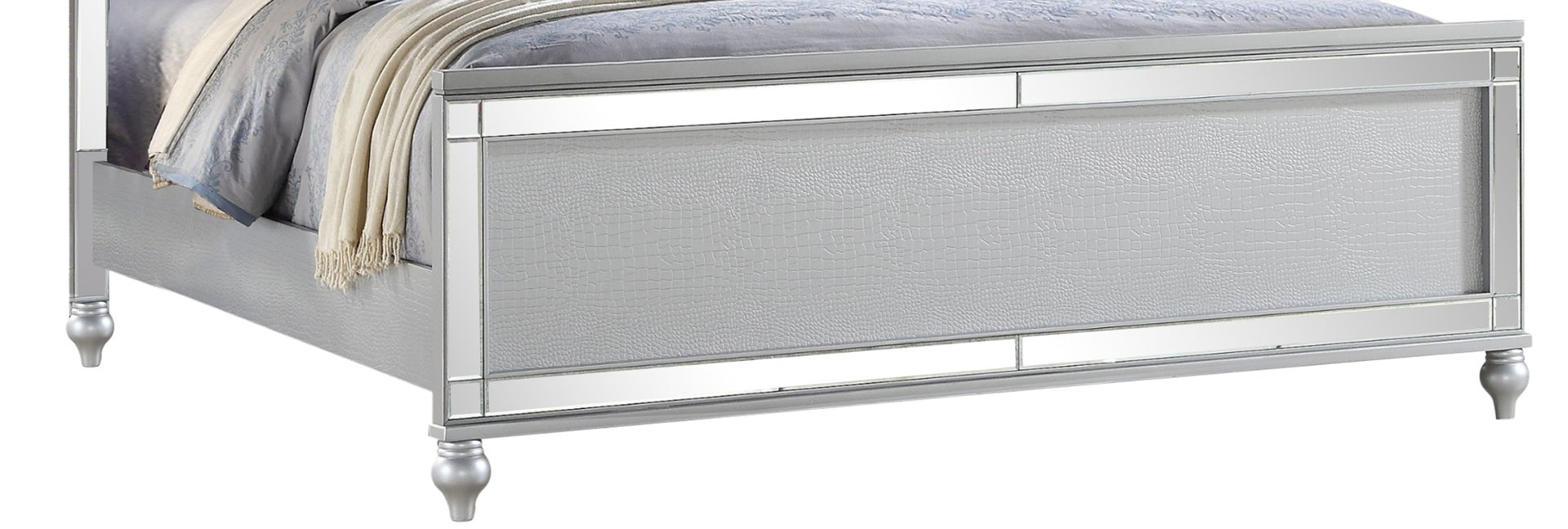 STERLING Full Size Upholstered LED Bed made with wood in Silver Color (NJ INVENTORY)