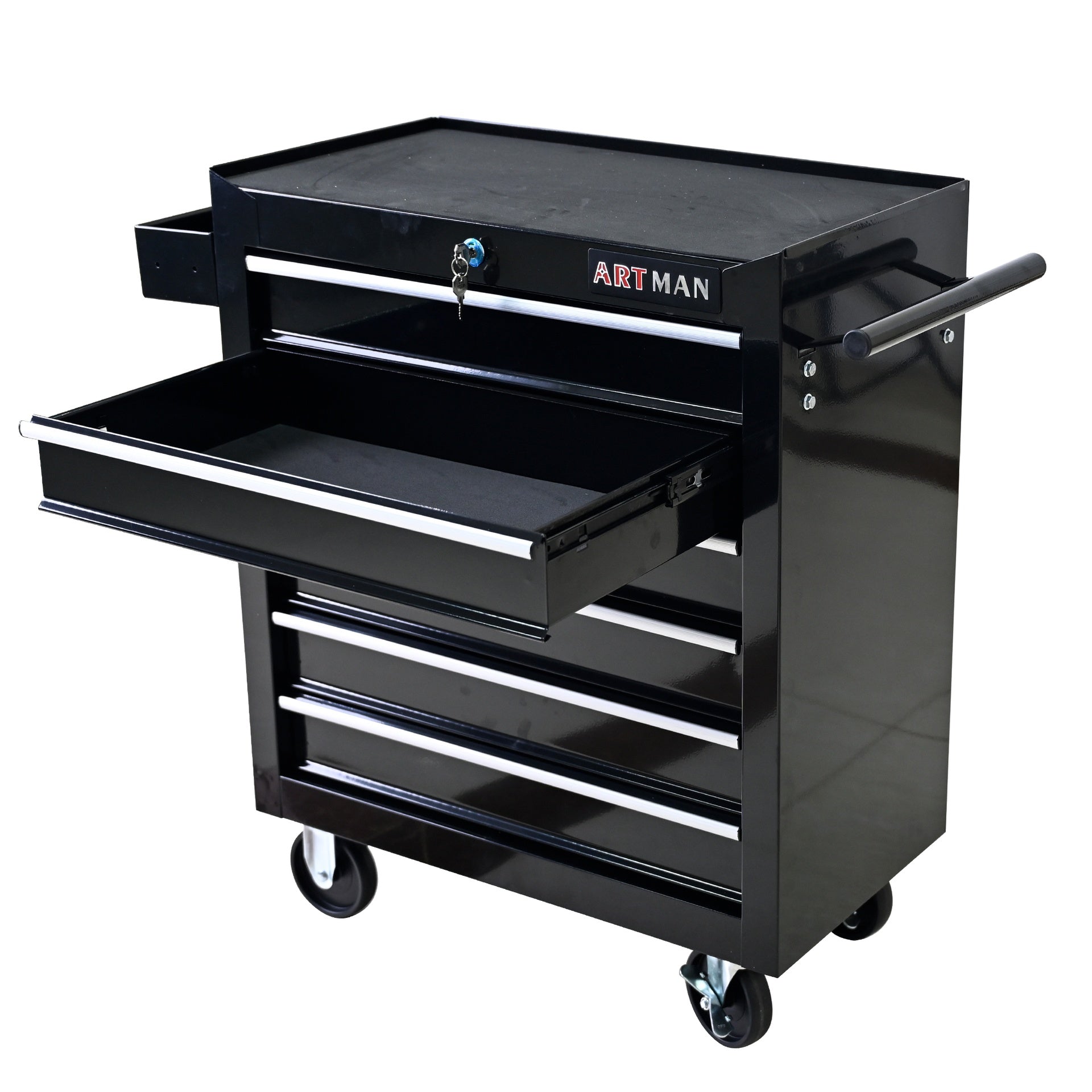 Rolling Tool Chest, 6 Drawer Tool Box with Wheels, Heavy Duty Industrial Service Cart Storage Organizer with Locking System, Rolling Tool Box Organizer Tool Case for Garage, Repair Shop-BLACK