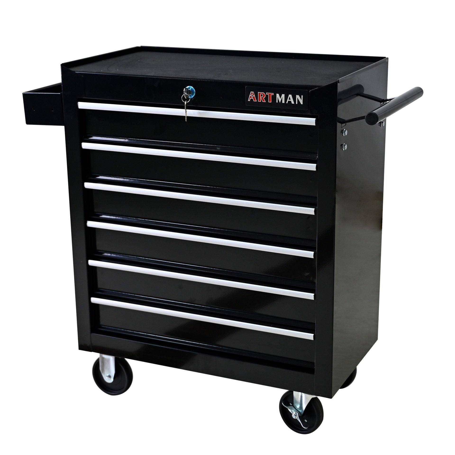 Rolling Tool Chest, 6 Drawer Tool Box with Wheels, Heavy Duty Industrial Service Cart Storage Organizer with Locking System, Rolling Tool Box Organizer Tool Case for Garage, Repair Shop-BLACK