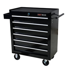 Rolling Tool Chest, 6 Drawer Tool Box with Wheels, Heavy Duty Industrial Service Cart Storage Organizer with Locking System, Rolling Tool Box Organizer Tool Case for Garage, Repair Shop-BLACK