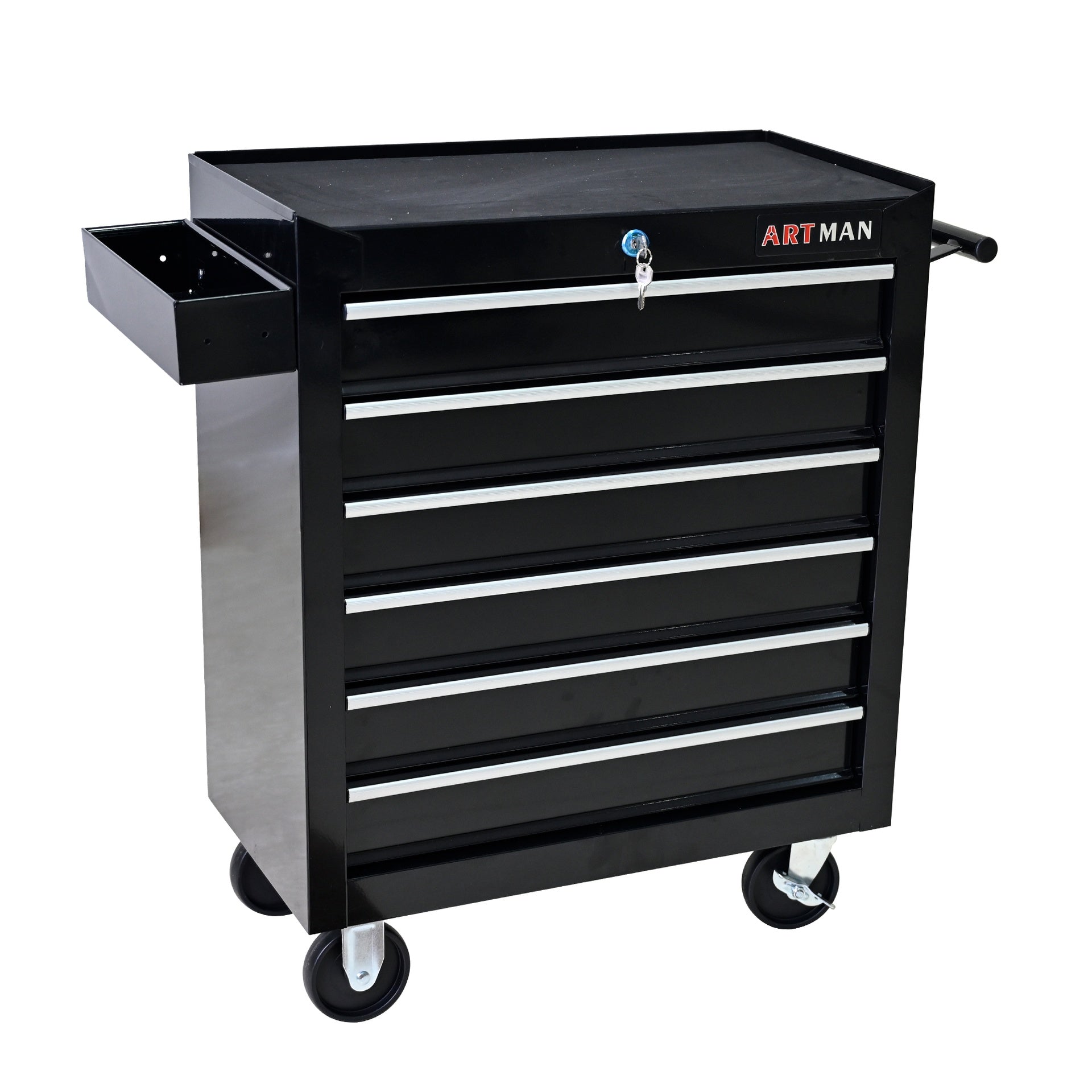 Rolling Tool Chest, 6 Drawer Tool Box with Wheels, Heavy Duty Industrial Service Cart Storage Organizer with Locking System, Rolling Tool Box Organizer Tool Case for Garage, Repair Shop-BLACK