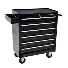 Rolling Tool Chest, 6 Drawer Tool Box with Wheels, Heavy Duty Industrial Service Cart Storage Organizer with Locking System, Rolling Tool Box Organizer Tool Case for Garage, Repair Shop-BLACK