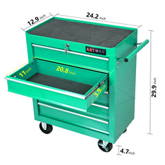 5 Drawer Tool Chest, Tool Storage Cabinet for Garage Storage with 4 Wheels and Locking System, GREEN