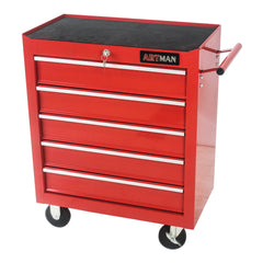 5 Drawer Tool Chest, Tool Storage Cabinet for Garage Storage with 4 Wheels and Locking System, RED