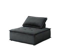 Aveline 80"W Black Velvet 3 Pc Sectional Sofa Ottoman