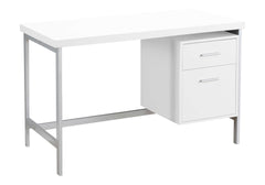 Computer Desk, Home Office, Laptop, Left, Right Set-up, Storage Drawers, 48"l, Work, White Laminate, Grey Metal, Contemporary, Modern