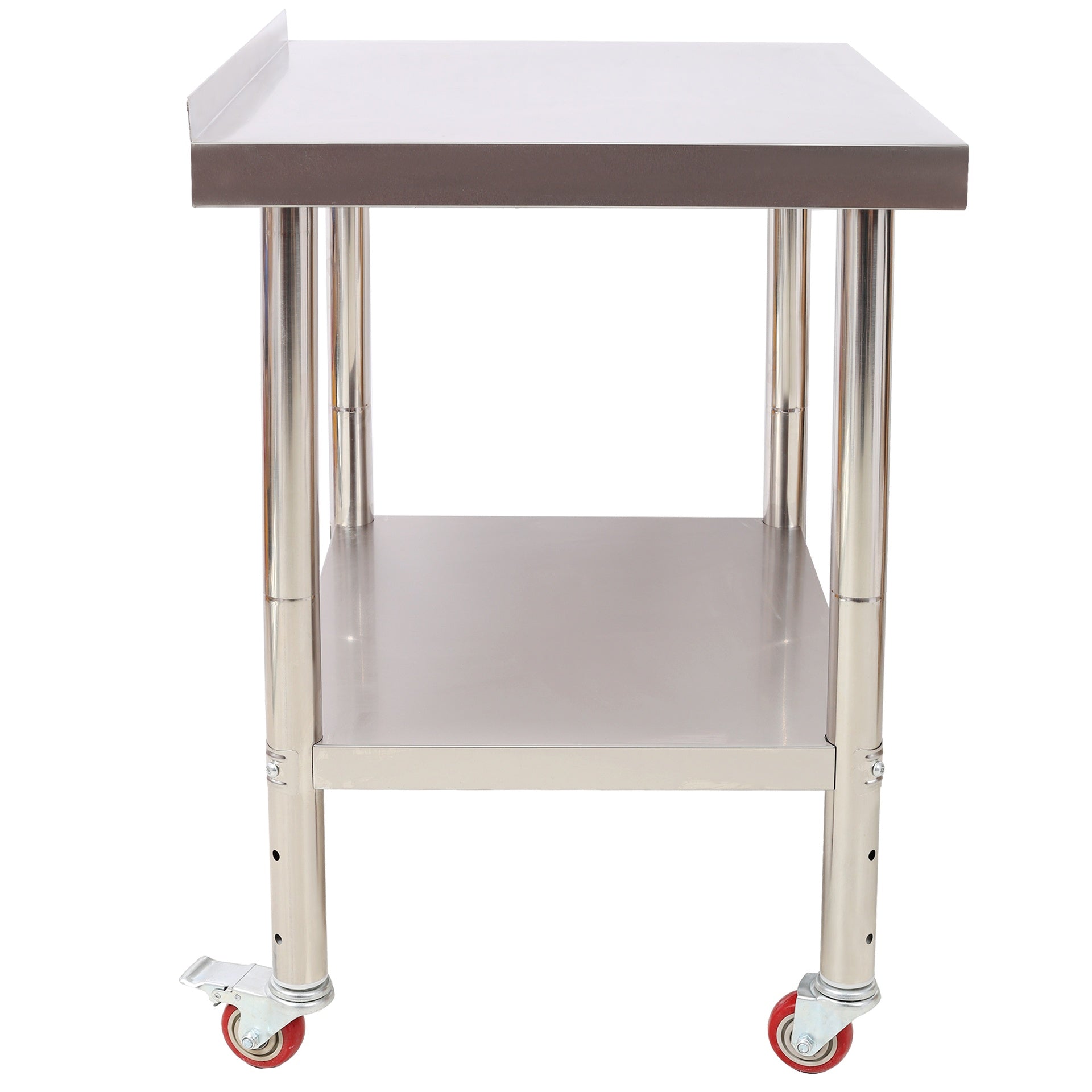 Stainless Steel Prep Table, 30 x 24 x 35-1/2 Inch, 440lbs Load Capacity Heavy Duty Metal Worktable with Backsplash Adjustable Undershelf & 4 Casters, Commercial Workstation for Kitchen Restaurant
