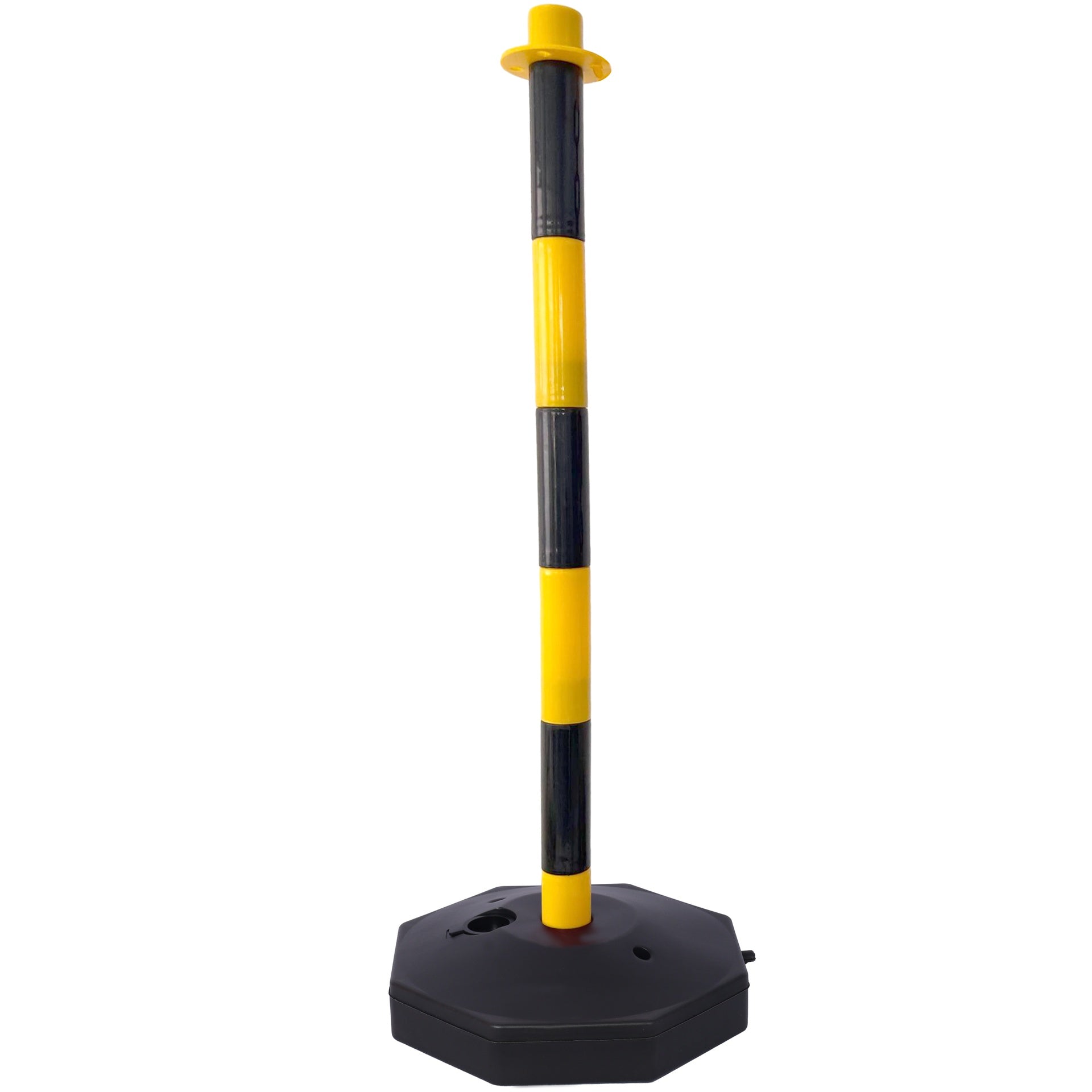 6 Pack Traffic Delineator Post Cones with Fillable Base, Adjustable Plastic Safety Barrier with 5Ft Plastic Chain, Outdoor and Indoor Crowd Control Stanchion for Traffic Control and warning Y/B