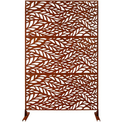 Outdoor & Indoor Privacy Screen Metal Privacy Screen 76" H×48" W, Freestanding Decorative Privacy Screen for Deck Balcony Patio, Privacy Fence Panels for Outside Lawn Garden PS110 RUSTY