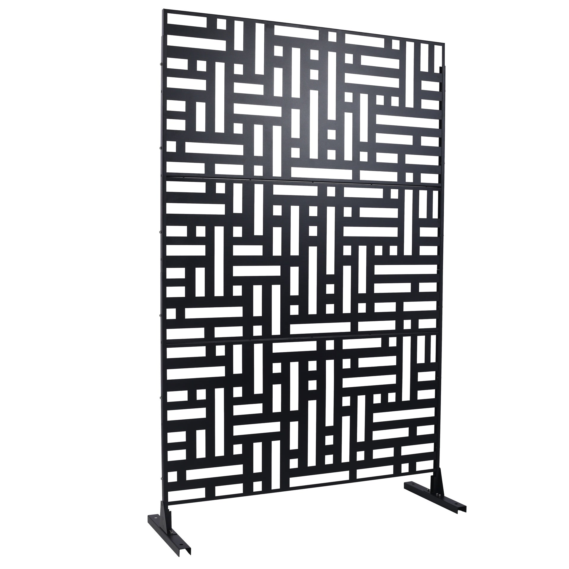 Outdoor & Indoor Privacy Screen Metal Privacy Screen 76" H×48" W, Freestanding Decorative Privacy Screen for Deck Balcony Patio, Privacy Fence Panels for Outside Lawn Garden PS103 BLACK
