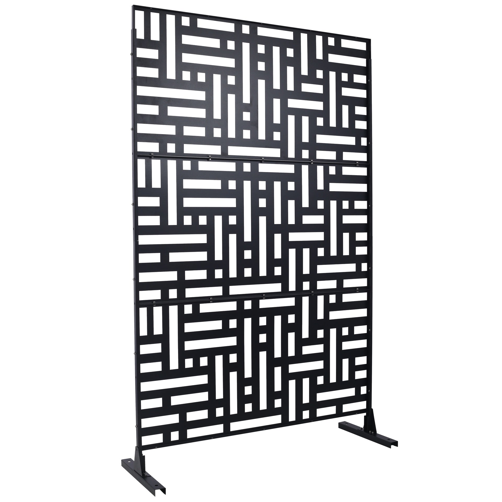 Outdoor & Indoor Privacy Screen Metal Privacy Screen 76" H×48" W, Freestanding Decorative Privacy Screen for Deck Balcony Patio, Privacy Fence Panels for Outside Lawn Garden PS103 BLACK