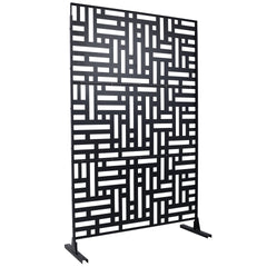 Outdoor & Indoor Privacy Screen Metal Privacy Screen 76" H×48" W, Freestanding Decorative Privacy Screen for Deck Balcony Patio, Privacy Fence Panels for Outside Lawn Garden PS103 BLACK