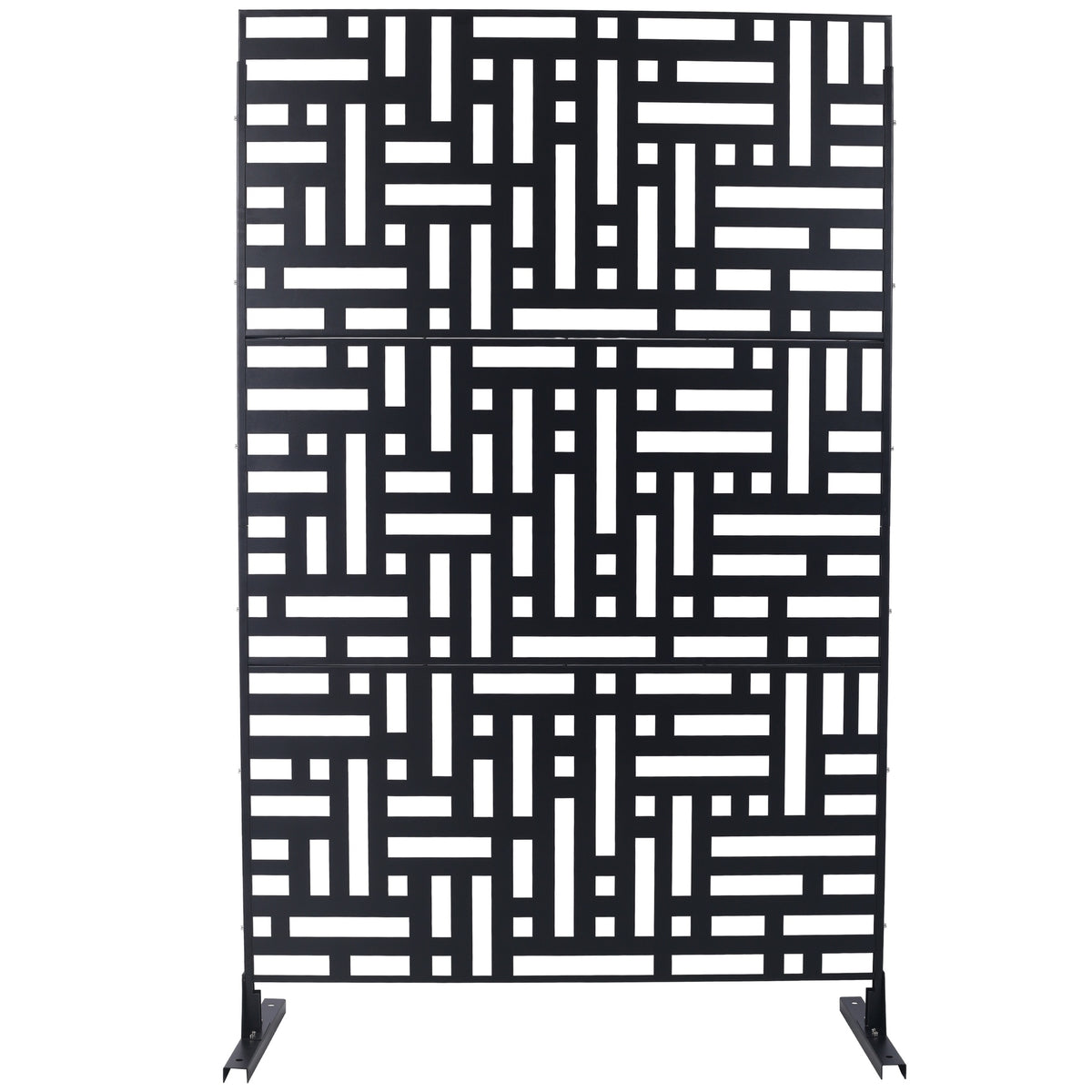 Outdoor & Indoor Privacy Screen Metal Privacy Screen 76" H×48" W, Freestanding Decorative Privacy Screen for Deck Balcony Patio, Privacy Fence Panels for Outside Lawn Garden PS103 BLACK
