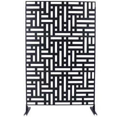 Outdoor & Indoor Privacy Screen Metal Privacy Screen 76" H×48" W, Freestanding Decorative Privacy Screen for Deck Balcony Patio, Privacy Fence Panels for Outside Lawn Garden PS103 BLACK