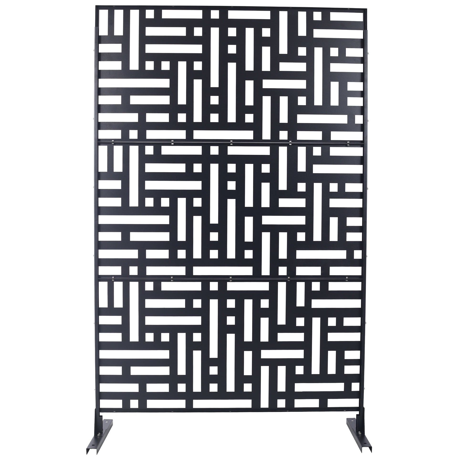 Outdoor & Indoor Privacy Screen Metal Privacy Screen 76" H×48" W, Freestanding Decorative Privacy Screen for Deck Balcony Patio, Privacy Fence Panels for Outside Lawn Garden PS103 BLACK