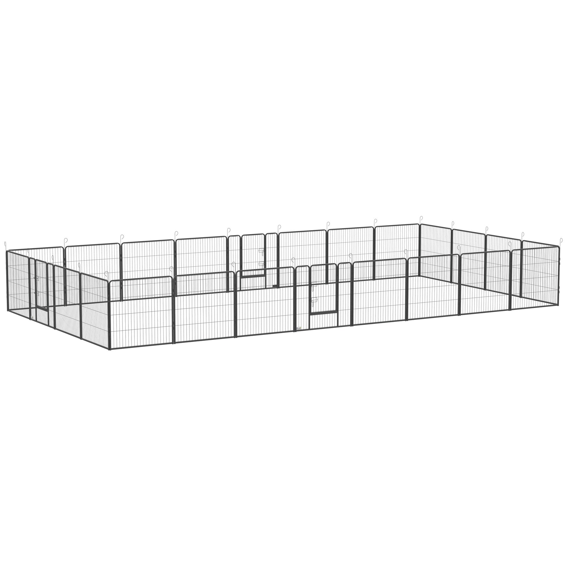 220.5" L x 157.5" W x 31.5" H (7 x 5 Panel) 24 Panel Dog Playpen with Lockable Door for Small and Medium Dogs