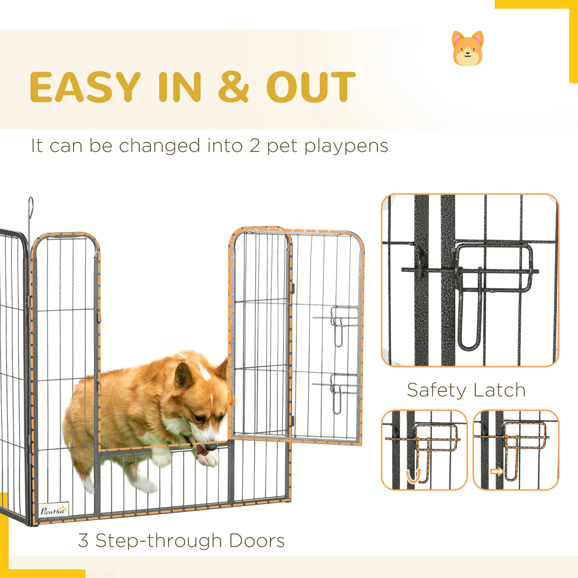 220.5" L x 157.5" W x 31.5" H (7 x 5 Panel) 24 Panel Dog Playpen with Lockable Door for Small and Medium Dogs