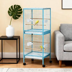 Large Space Bird Cage,Aviary House with Wheels,Four Doors,Easy to Clean Bird Habitat