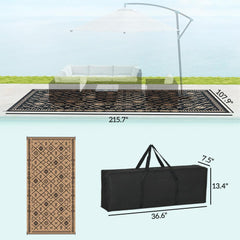 Easy to Maintain & Outdoor-Ready Patio Rug,Outdoor Rug,Reversible Outdoor Rug, Waterproof Plastic Straw with Carry Bag