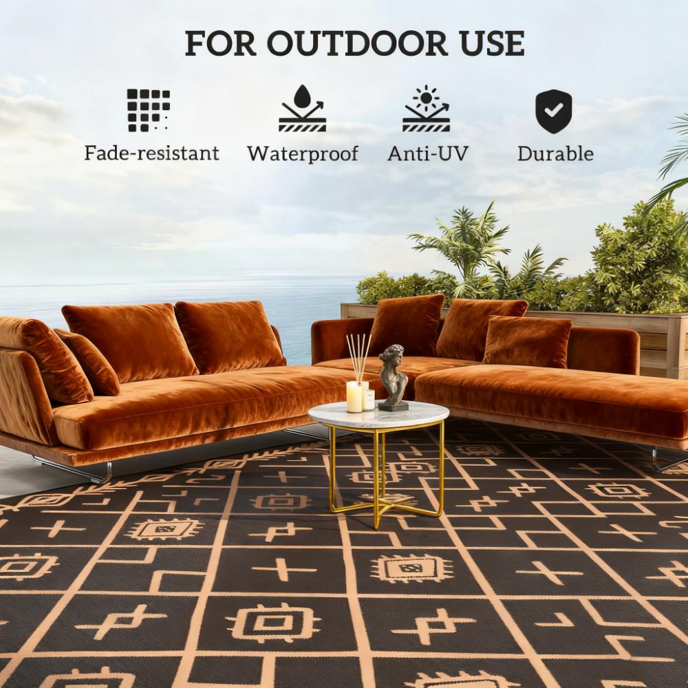 Easy to Maintain & Outdoor-Ready Patio Rug,Outdoor Rug,Reversible Outdoor Rug, Waterproof Plastic Straw with Carry Bag