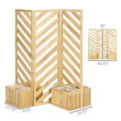 Freestanding Divider/Separator,Decorative Outdoor Privacy Screen,with Self-Draining Planters,Trellis Plant Support Panels for Garden Walkway, Backyard