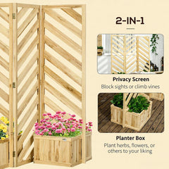 Freestanding Divider/Separator,Decorative Outdoor Privacy Screen,with Self-Draining Planters,Trellis Plant Support Panels for Garden Walkway, Backyard