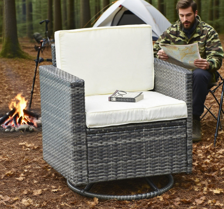 Rattan Swivel Chair Outdoor Swivel Rocker,Wicker Dining Chair
