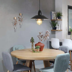 Farmhouse Vintage Pendant Light Black Fixture Pendant Lights with Spring Frame Adjustable Metal Hanging Lamp for Kitchen Island Dining Room Bedroom Living Room Barn Entryy, E26