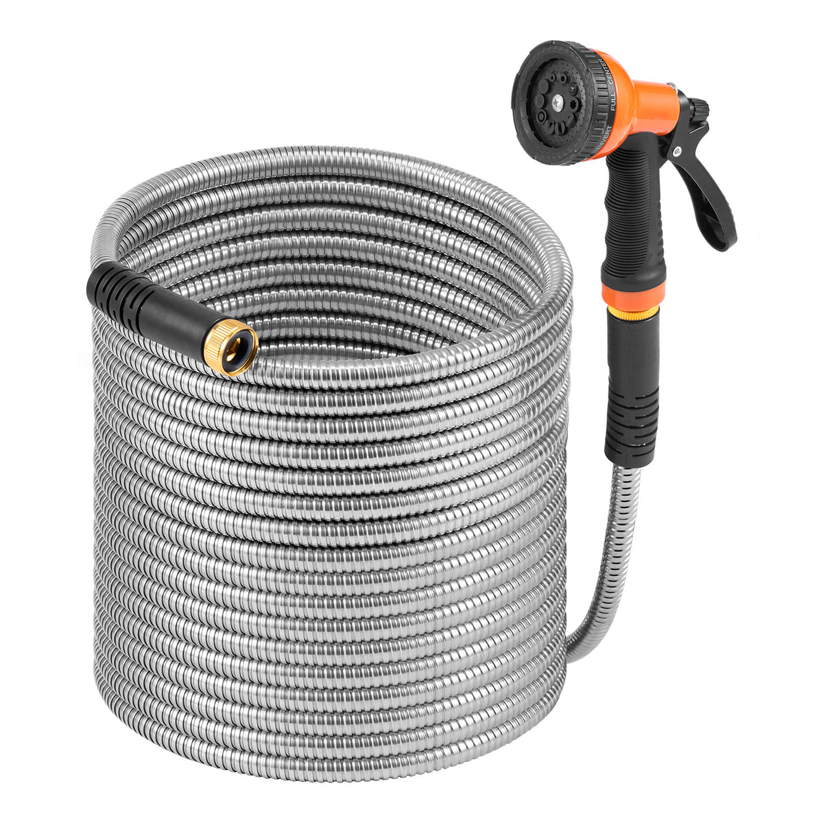 Metal Garden Hose 100 ft, Rust Proof Stainless Steel Water Hose, Heavy Duty Backyard Hose with 10 Function Nozzle, No-Kink & Flexible Water Pipe, Lightweight Metal Hose for Yard, Outdoor