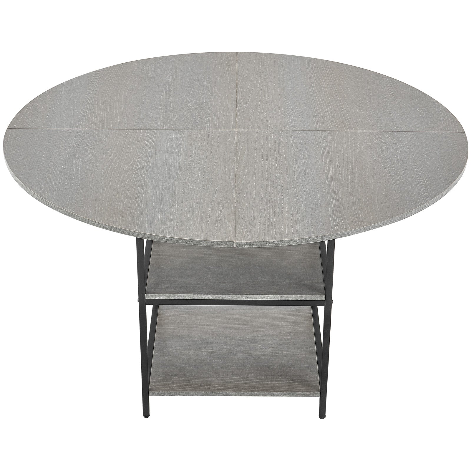 47 in Round Dining Table Wood Kitchen Table for 4-6 Person Grey (Only Table)