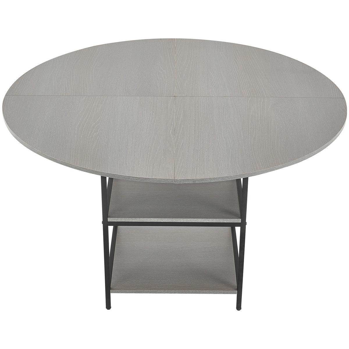 47 in Round Dining Table Wood Kitchen Table for 4-6 Person Grey (Only Table)