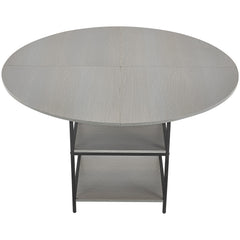 47 in Round Dining Table Wood Kitchen Table for 4-6 Person Grey (Only Table)