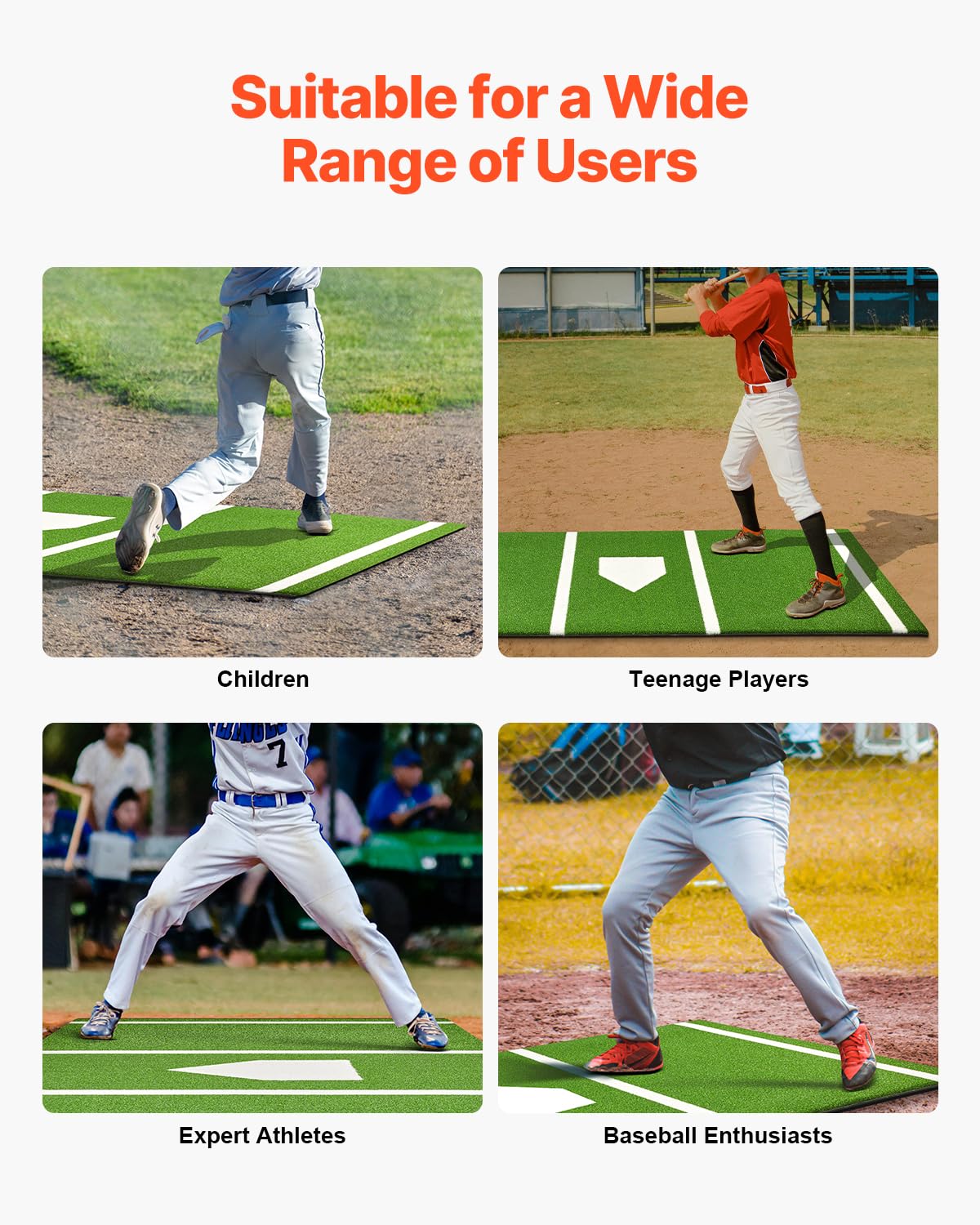 Premium Baseball Batting Mat: 12 x 6 ft Indoor/Outdoor Portable Baseball Softball Hitting Mat, Non-slip Rubber Bottom Batting Cage Mat with Home Plate for Batter, Pitcher and Catcher Training