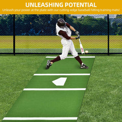 Premium Baseball Batting Mat: 12 x 6 ft Indoor/Outdoor Portable Baseball Softball Hitting Mat, Non-slip Rubber Bottom Batting Cage Mat with Home Plate for Batter, Pitcher and Catcher Training