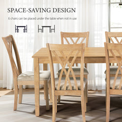 Dining Table Set with 6 Chairs, Modern Dining Table and Chairs Set, 1 Table & 6 Chairs, 60"L x 36"W Table, 23"H Chairs, Anti-Slip, Perfect for 4-6 Persons, Home, Kitchen, Living Room.
