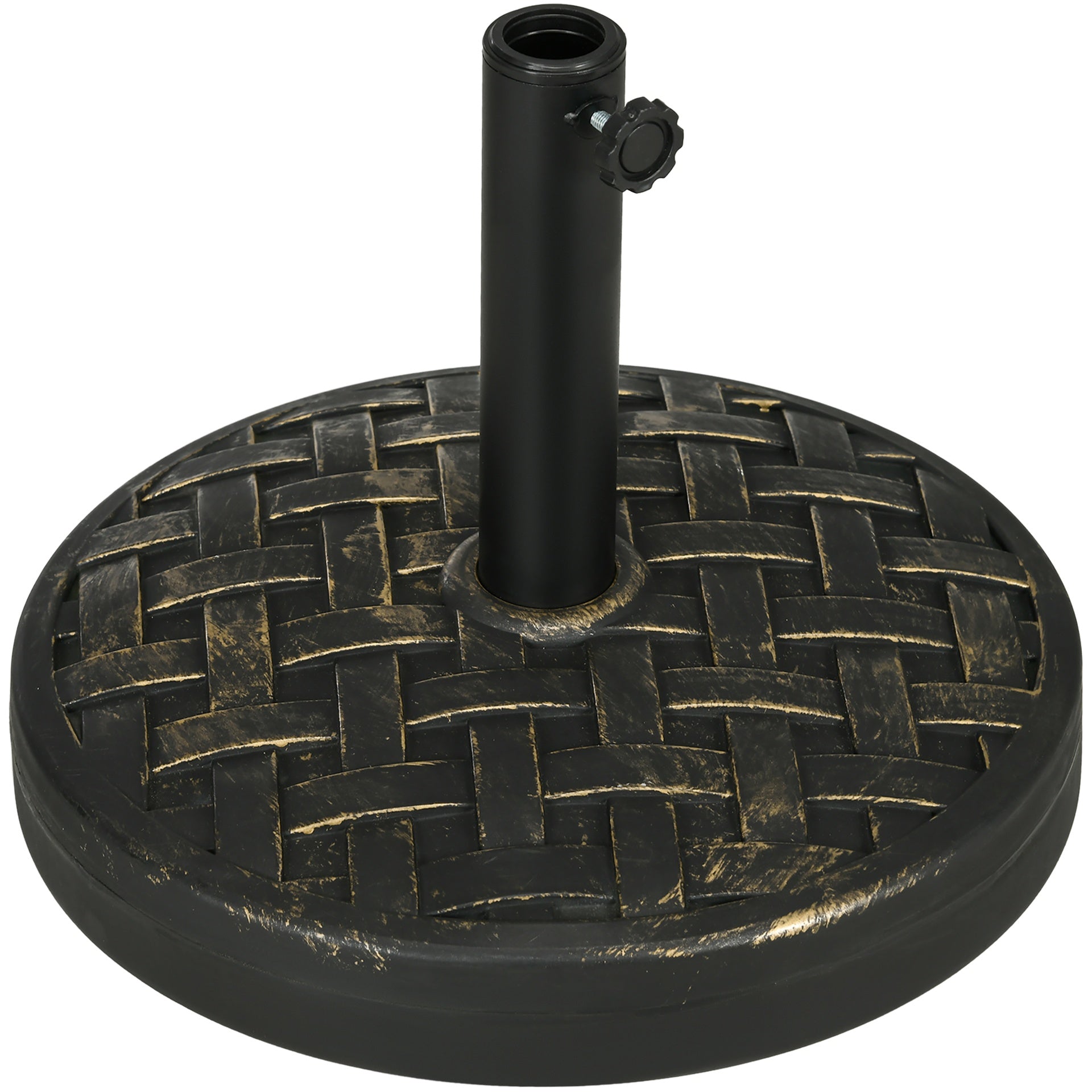 Outsunny 18" Patio Umbrella Base, 40 lbs. Concrete Heavy Duty Umbrella Stand with Metal Umbrella Holder for 1.5" or 2" Umbrella Poles, Round Market Umbrella Stand for Outdoor, Lawn, Poolside, Bronze