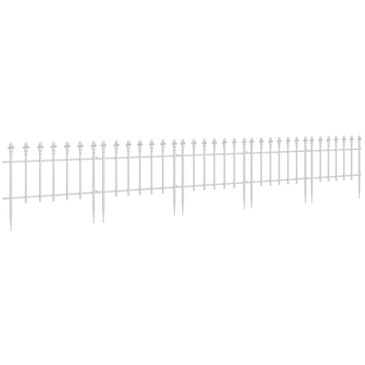 Outsunny Metal Decorative Garden Fence, 9.2' x 17.25" 5 Pack Steel Fence Panels, Decorative Border Fence for Landscape, Flower Bed, Yard Decor, Animal Barrier, White