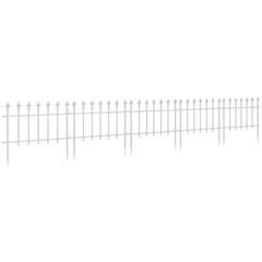 Outsunny Metal Decorative Garden Fence, 9.2' x 17.25" 5 Pack Steel Fence Panels, Decorative Border Fence for Landscape, Flower Bed, Yard Decor, Animal Barrier, White