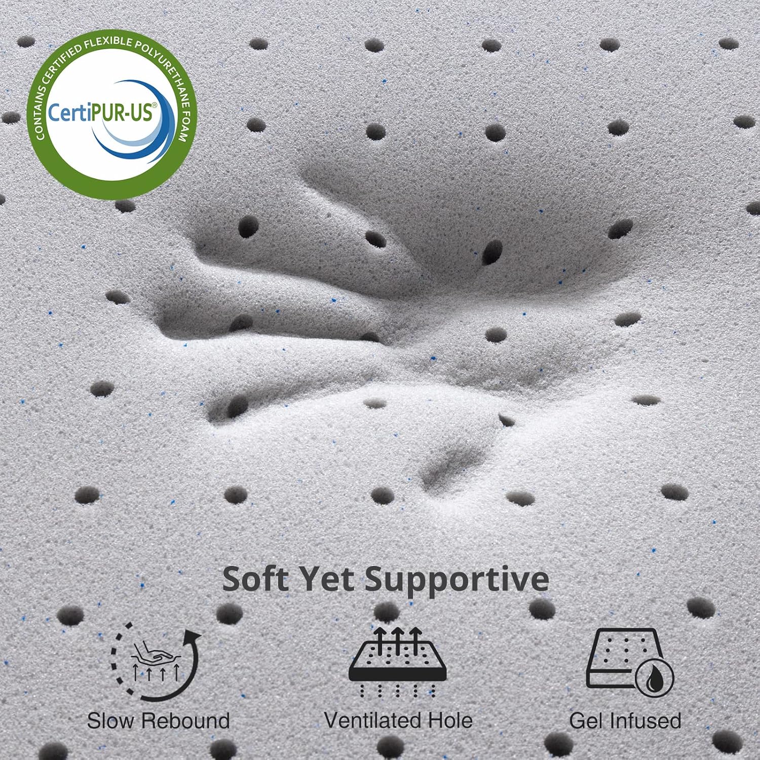 2 Inch Mattress Topper King,Gel Memory Foam Mattress Topper Double Bed Topper for Soft & Cooling Sleep, Pressure Relieve, CertiPUR-US Certified