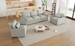 Cozy Upholstered Sofa Set Oversized Comfy Cloud Sofa Double Cushion Sofa Group Plush Cushion Sofa Couch for Living Room, Light Grey