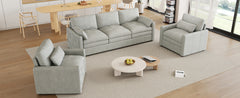 Cozy Upholstered Sofa Set Oversized Comfy Cloud Sofa Double Cushion Sofa Group Plush Cushion Sofa Couch for Living Room, Light Grey