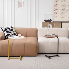 2-pieces White C-shaped Side Table, C Shaped End Table, Side Table for Couch and Bed, Small Side Table for Small Spaces