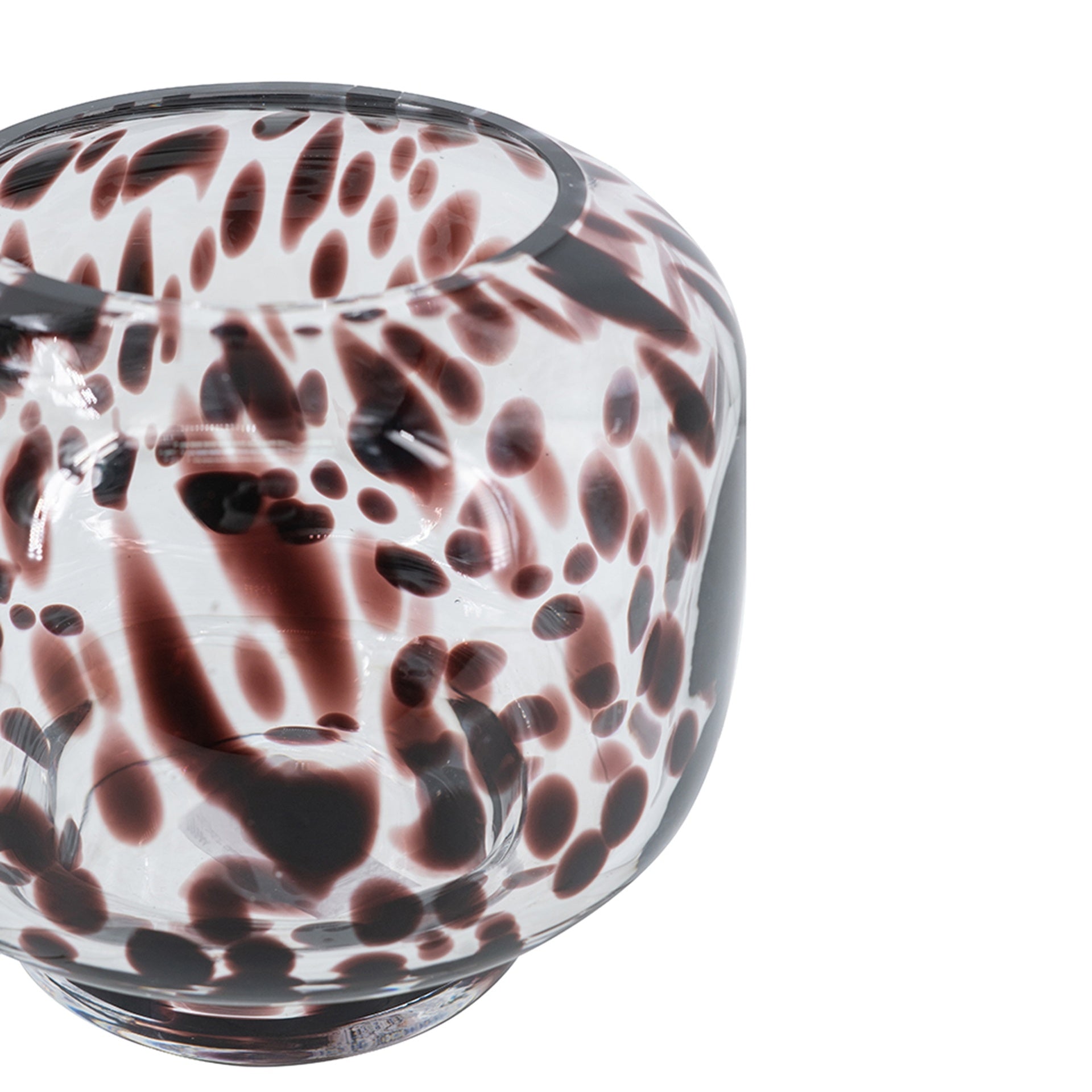 D6.3x5.7" Clear Glass Accent Vase with Artistic Amber Spots