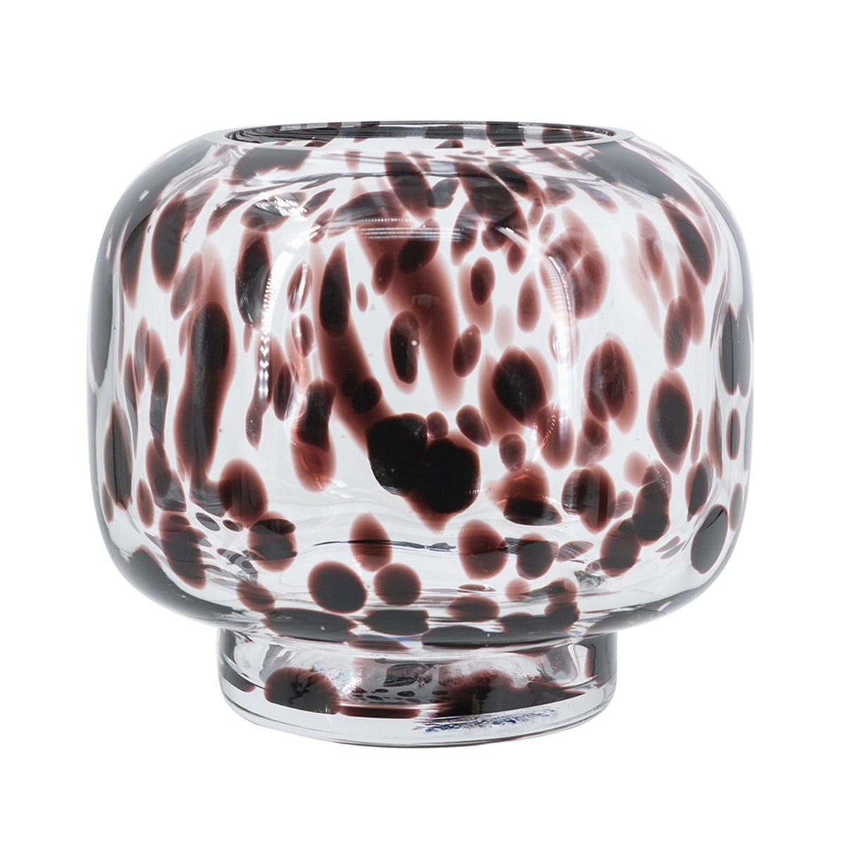 D6.3x5.7" Clear Glass Accent Vase with Artistic Amber Spots