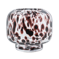 D6.3x5.7" Clear Glass Accent Vase with Artistic Amber Spots