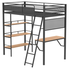 William Matte Black 3-shelf Twin Loft Bed