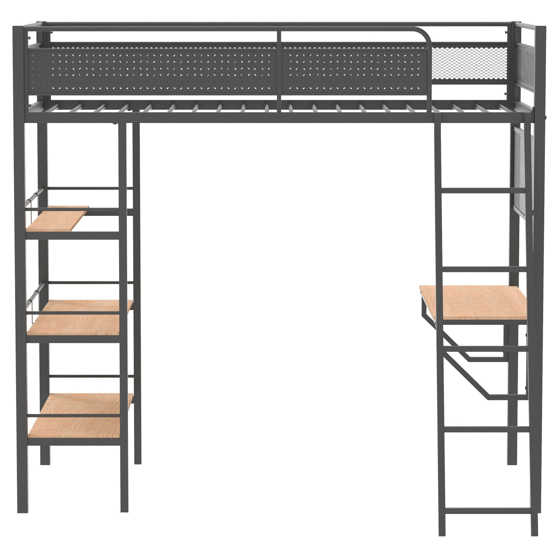 William Matte Black 3-shelf Twin Loft Bed