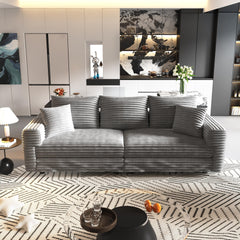 82.7 " Plush Corduroy 3-Seat Sofa,Modern Comfy Upholstered Sofa Cloud Couch,Deep Seat Couches with Soft Pillows,Convertible Deep Seat Sofa Lounge Chair for Living Room Bedroom,Apartment,Office,Grey