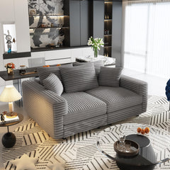 82.7 " Plush Corduroy 3-Seat Sofa,Modern Comfy Upholstered Sofa Cloud Couch,Deep Seat Couches with Soft Pillows,Convertible Deep Seat Sofa Lounge Chair for Living Room Bedroom,Apartment,Office,Grey